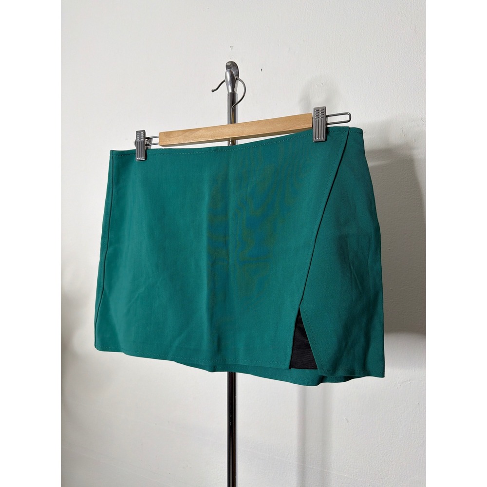 A.L.C. Teal Green Side Slit Mini Skirt Italian Fabric Size 4